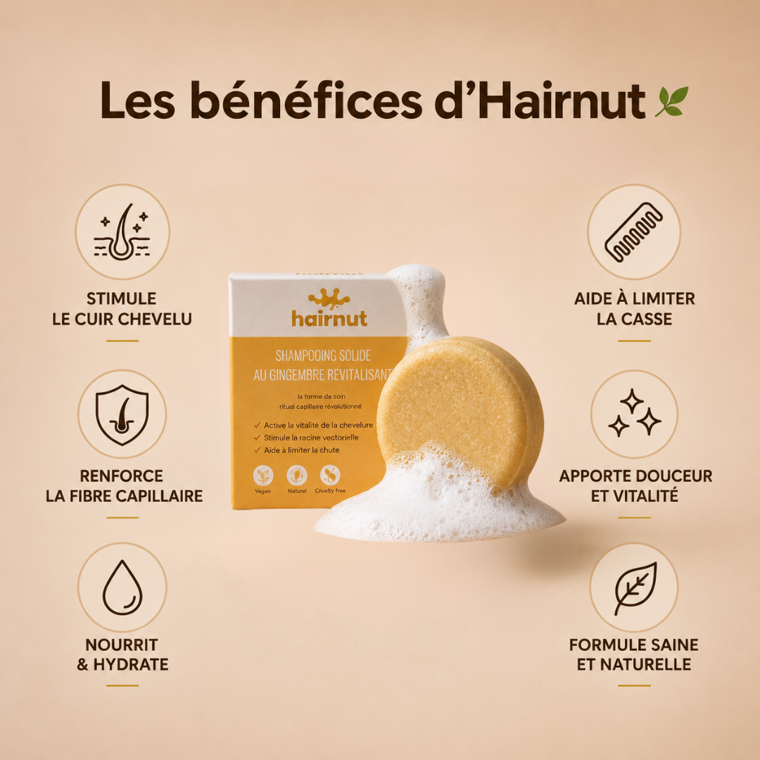 Shampoing Solide au Gingembre – Stimule la Racine & Renforce les Cheveux