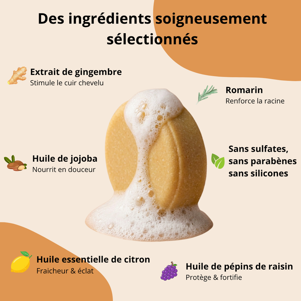Shampoing Solide au Gingembre – Stimule la Racine & Renforce les Cheveux